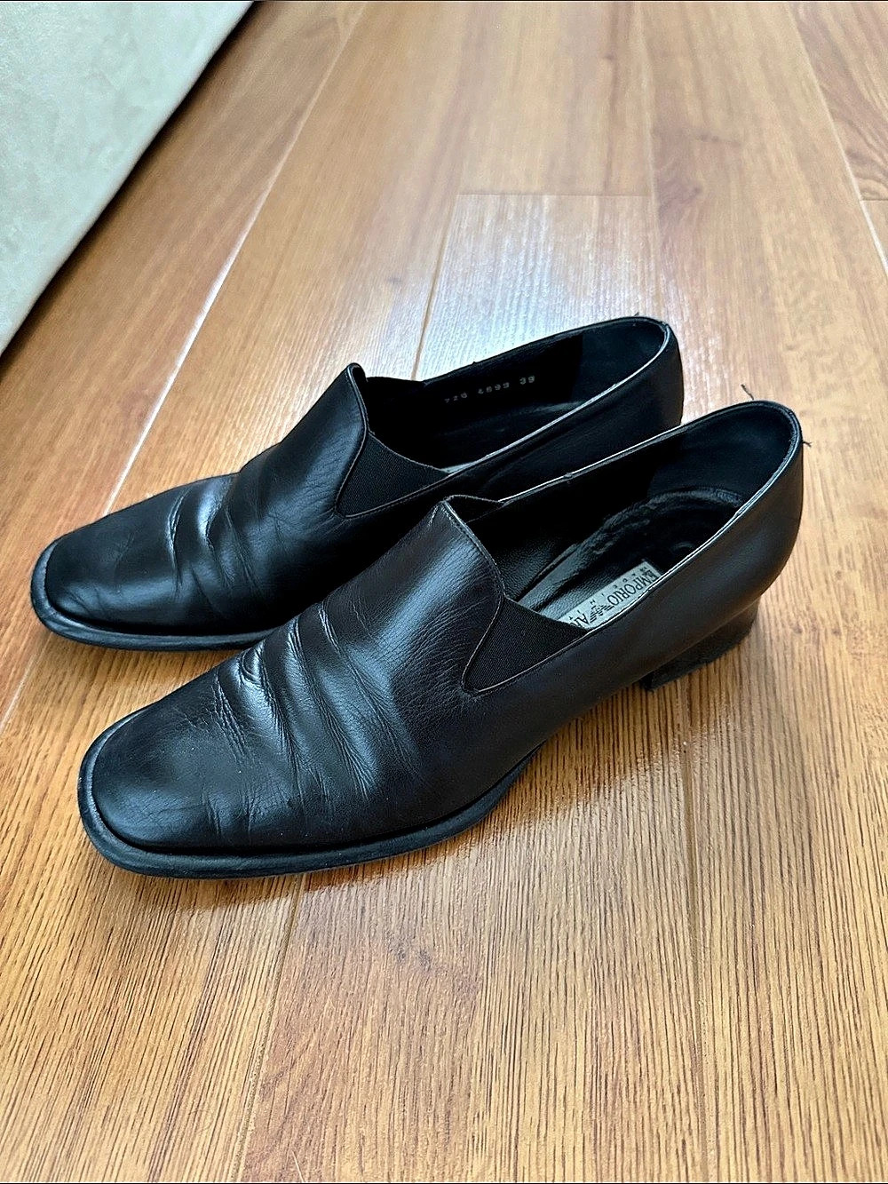 Emporio Armani Black Leather Loafers
